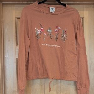 Dirty Laundry Orange Long Sleeve Graphic Sweatshirt